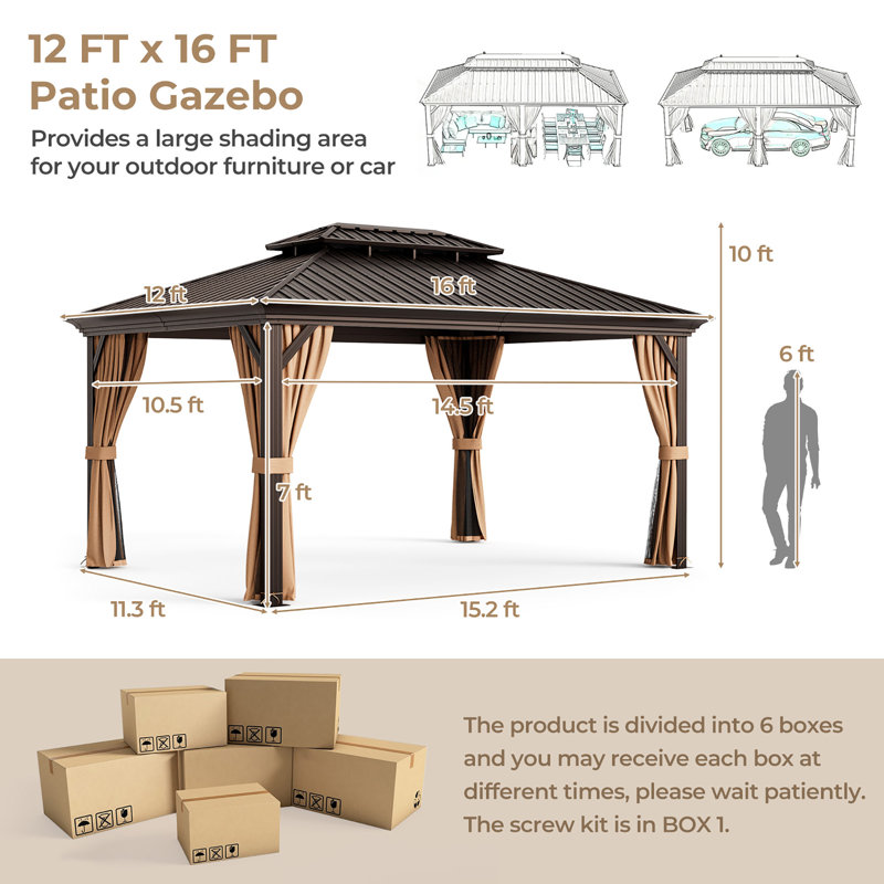 Aluminum Patio Gazebo, 16' x 12'