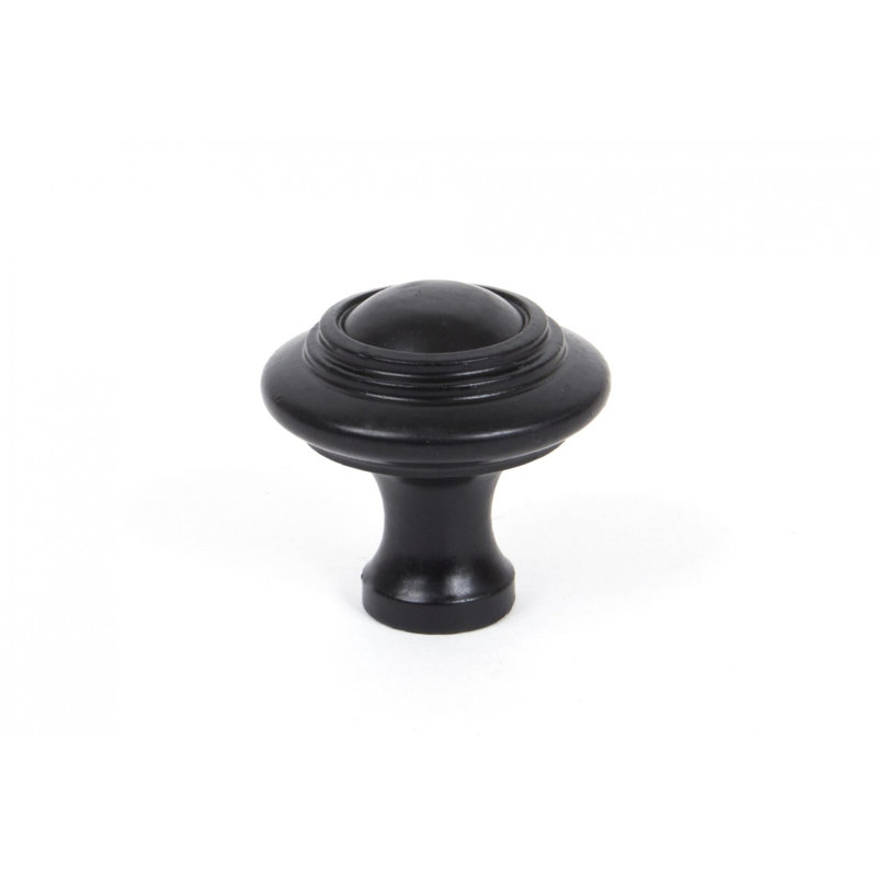 Ringed Round Knob, 3.8cm, Black