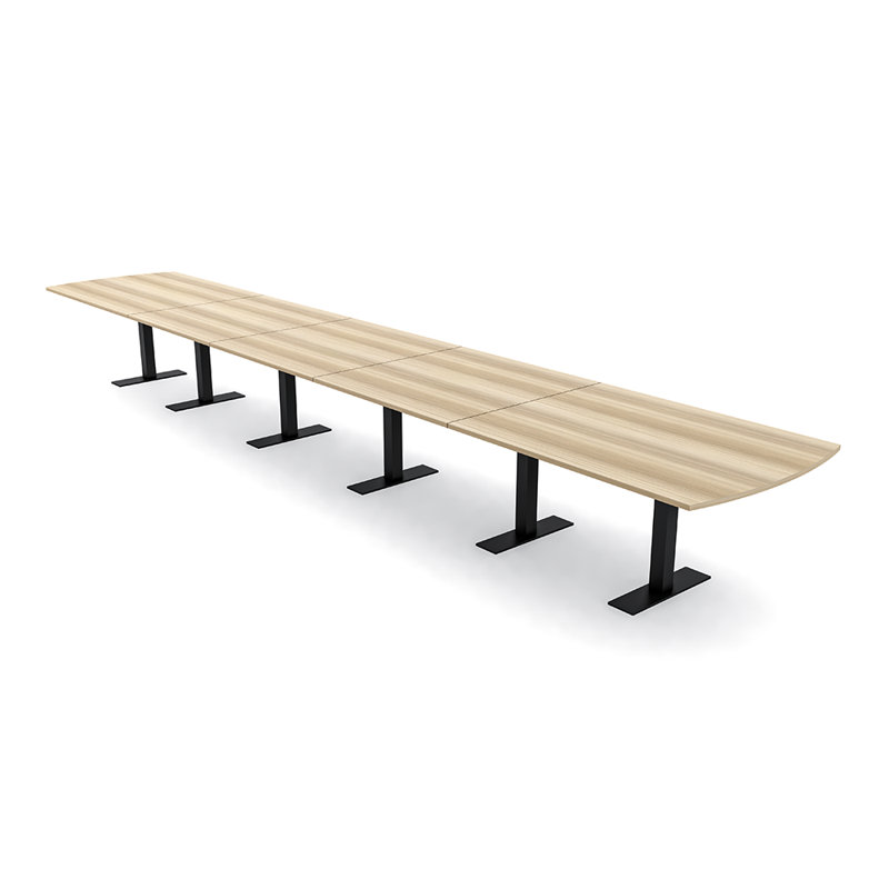 Table de conférence Pavert Arc, Noir mat, Blond blond cendré, H 30 po x l 264 po x P 48 po