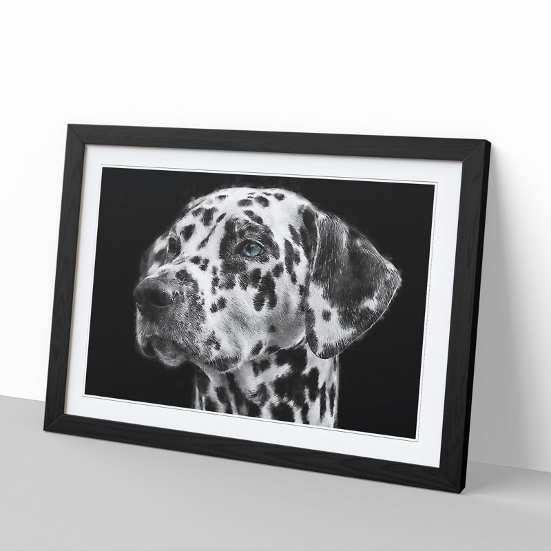 Dalmatian Dog - Picture Frame Painting, 27cm H x 36cm W x 2cm D, Black Framed