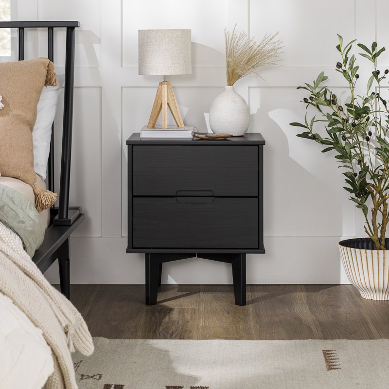 Ulti Solid Wood Bedside Table, Black
