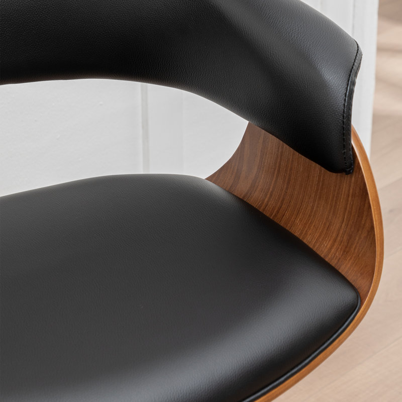 Tabourets pivotants Mid-Century rembourrés en similicuir Devlin, Noir, Tabouret de bar (siège d'une hauteur de 29,5 po)