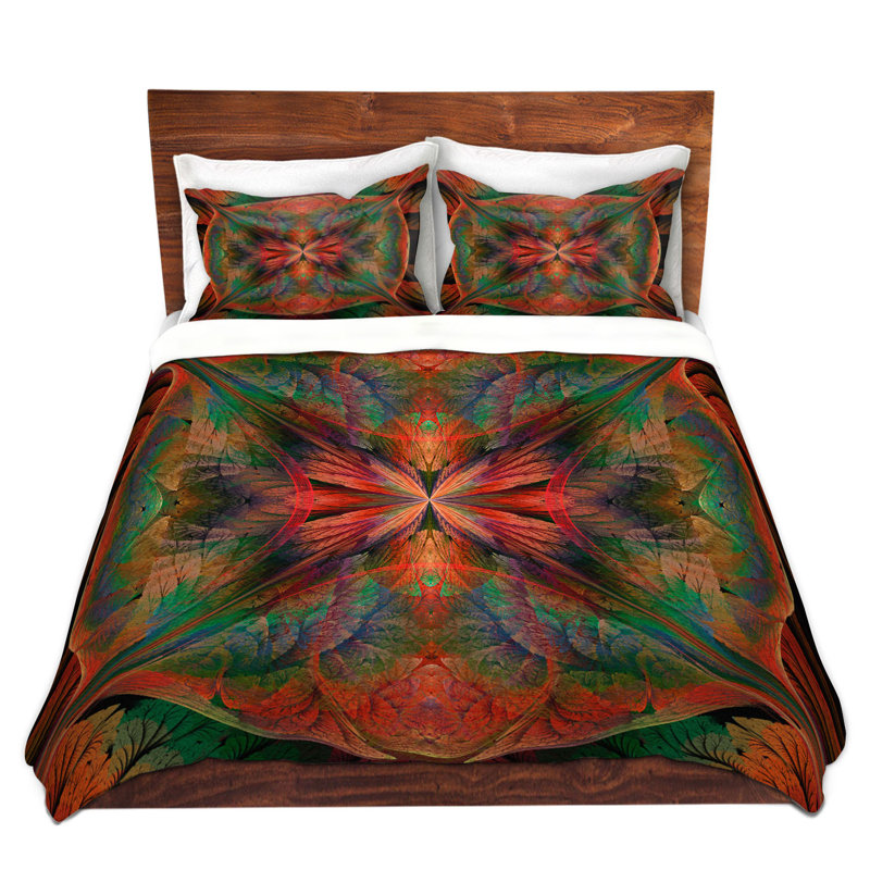 Polyester Floral Duvet Cover, 1 Twin Duvet Cover + 1 Standard Sham, Red/Blue/Green