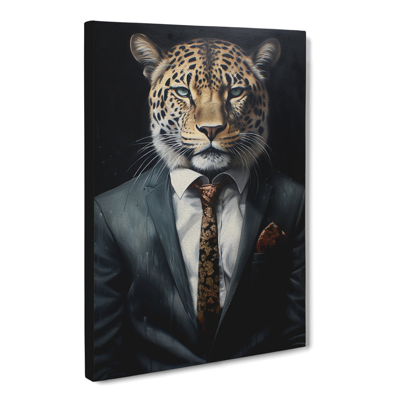 Leopard In A Suit Painting No.3 - Single Picture Frame Print, 76cm H x 50cm W x 3cm D