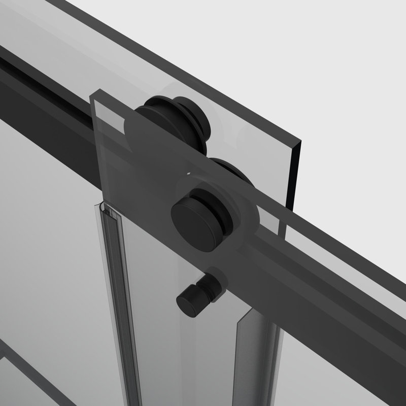 60 In. W X 76 In. H Freestanding Double Sliding Frameless Shower Enclosure In Matte Black Finish, Matte Black