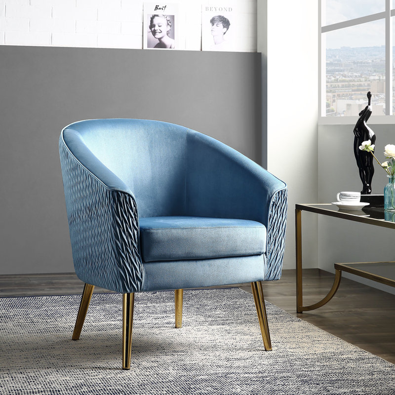 Fauteuil demi-tonneau en cuir fleur 28 po, Blue Velvet