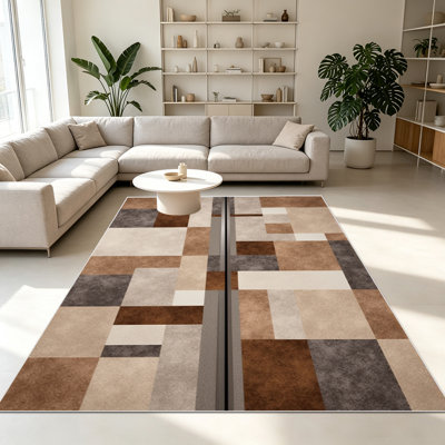 Tapis à motif géométrique 1PC pour le salon, doux et confortable, convient à toutes les saisons, facile à entretenir, tapis de sol intérieur lavable à la machine, convient à la chambre à coucher, à la salle à manger, au couloir, au bureau, au balcon, à la maison, à la décoration extérieure.
