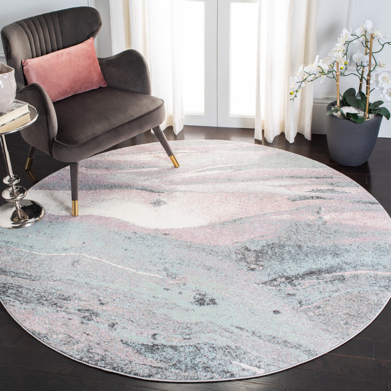 Nashota Performance Abstract Rug, Round 5'3"