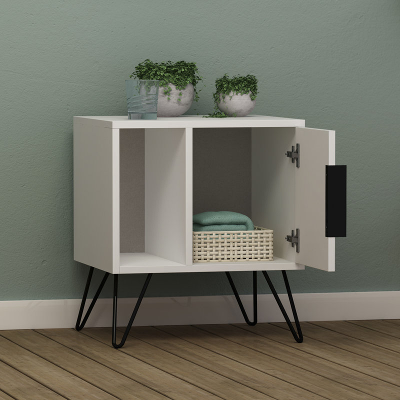 Table de chevet Chantele, Blanc