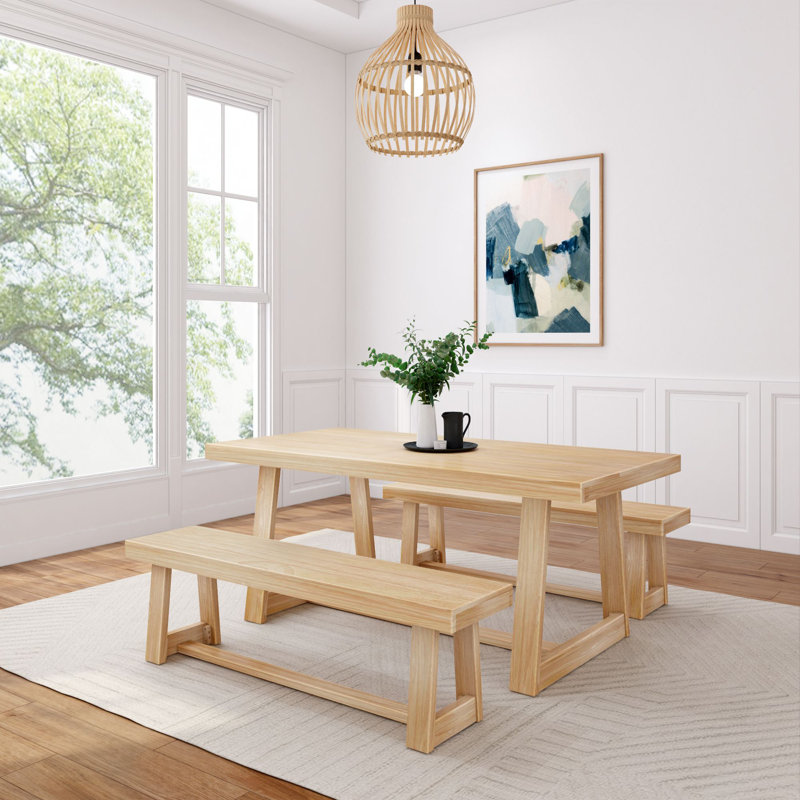 Linzy 6-Person Solid Wood Dining Set, Blonde Wirebrush