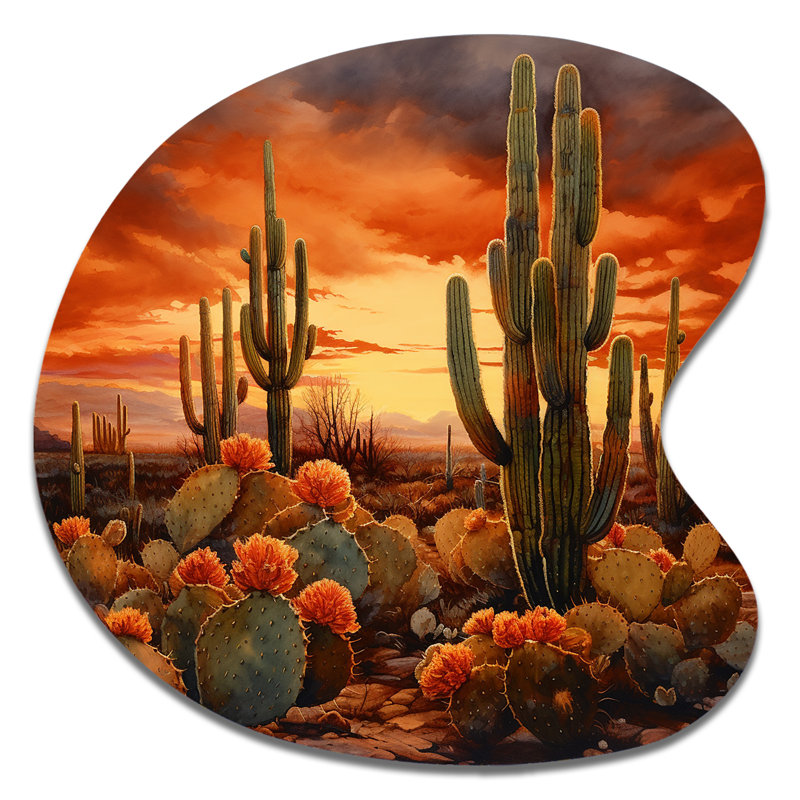 Décoration murale irrégulière en métal Breccan - Cactus, H 27 po x l 27 po