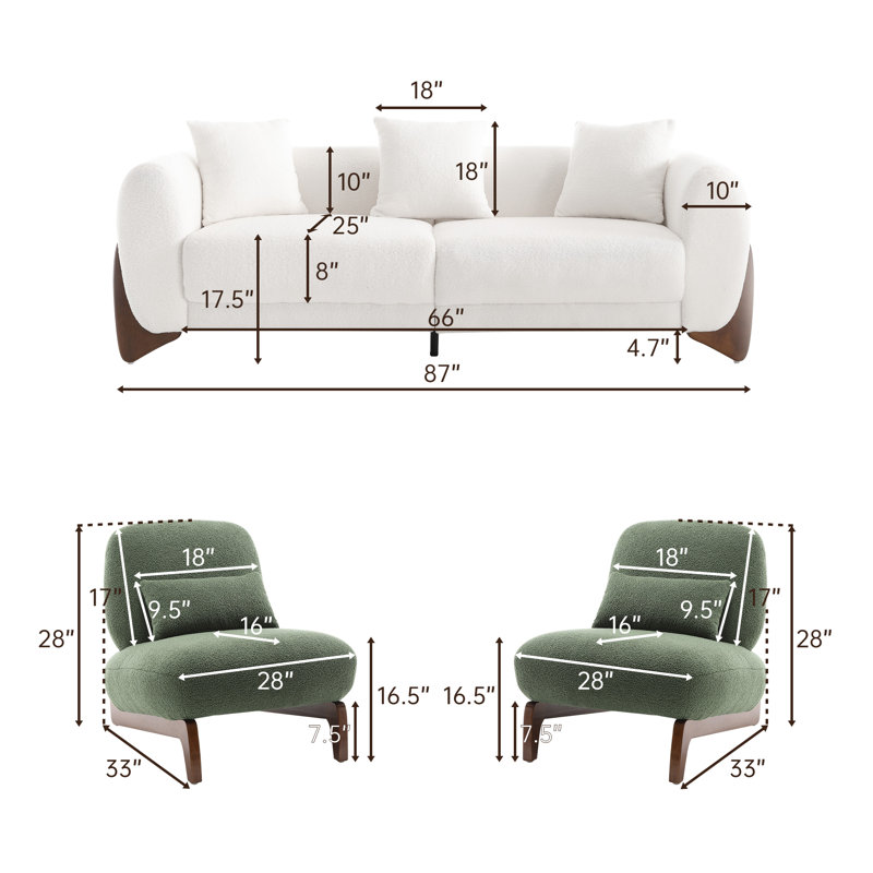 Ensemble de salon Morgan Morgan, Beige/vert