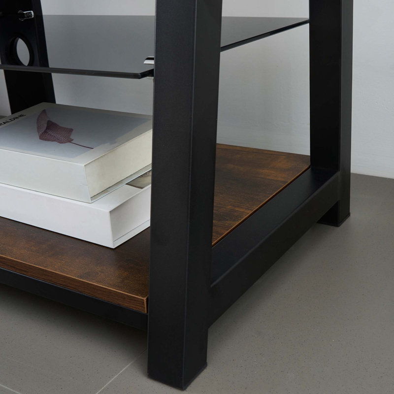 Meuble audio-vidéo pivotant universel avec support et rangement multifonctionnel, Bois d'acacia