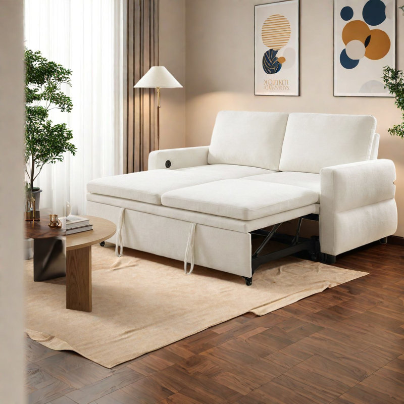 Canapés convertibles modernes, canapé-lit réglable en chenille de 62,75 pouces pour la maison
