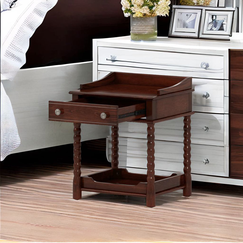 Retro Style Nightstand, Walnut