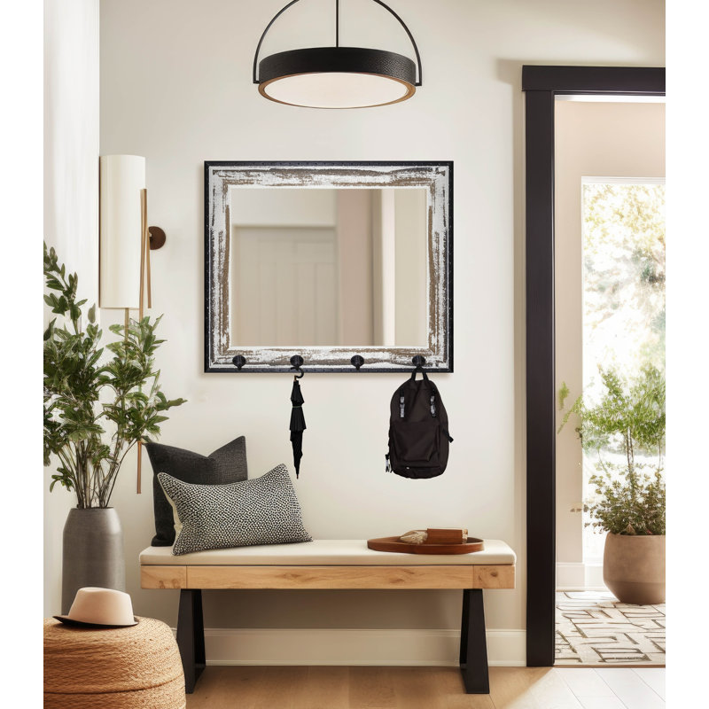 Veyron Solid Wood Frame Mirror, Brun / crème vieilli