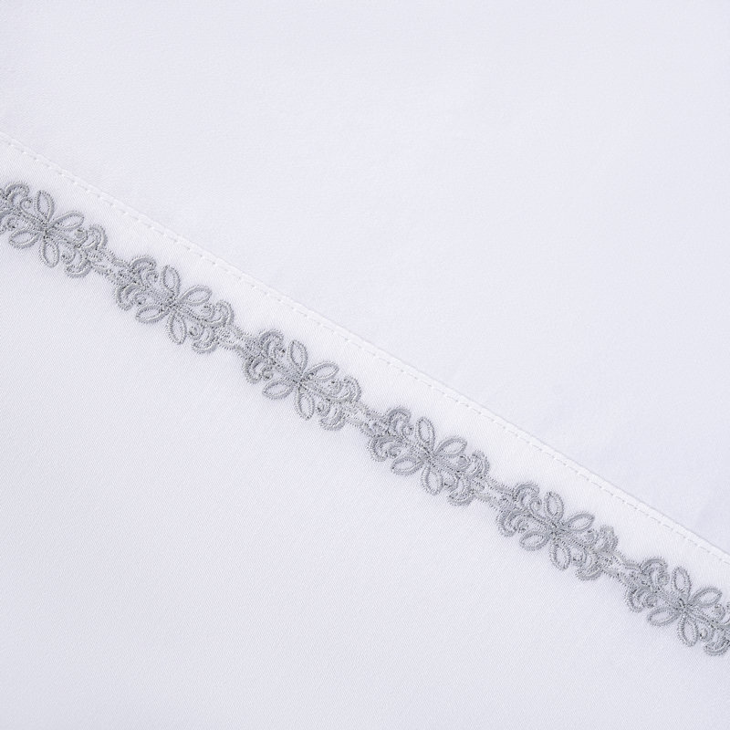 Laurel Sheet 350 Thread Count Embroidered Border Classic Chic Sheet Set - Thumbnail 2