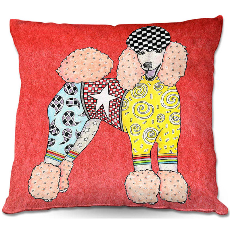  Housse et insert de coussin carré Couch Poodle Dog, 16 po x 1 po, Mauve