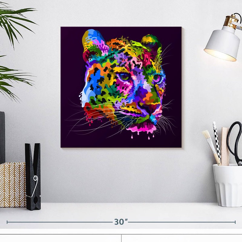 Visage de guépard coloré Crowle, H 16 po x l 16 po