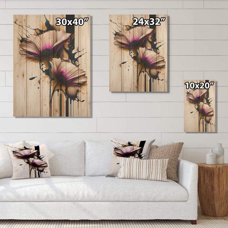 Red Barrel Studio® Pink Daisy Flower On Abstract Fusion II On Wood Print