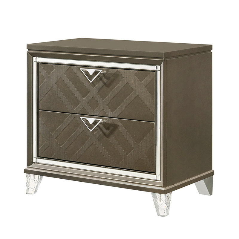 Élégante table de chevet champagne foncé avec élément de fabrication pratique