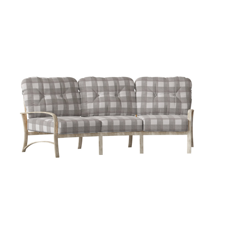 Fremont Outdoor 3 - Seat Patio Sofa, Weathered White, Spectrum Denim Sunbrella® Plainweave
