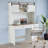 Multi-function 47" Farmhouse Executive Desk, Computer Desk with Charging Sockets, 2 Drawers, 3 Storage Cabinets and 2 Open Shelves