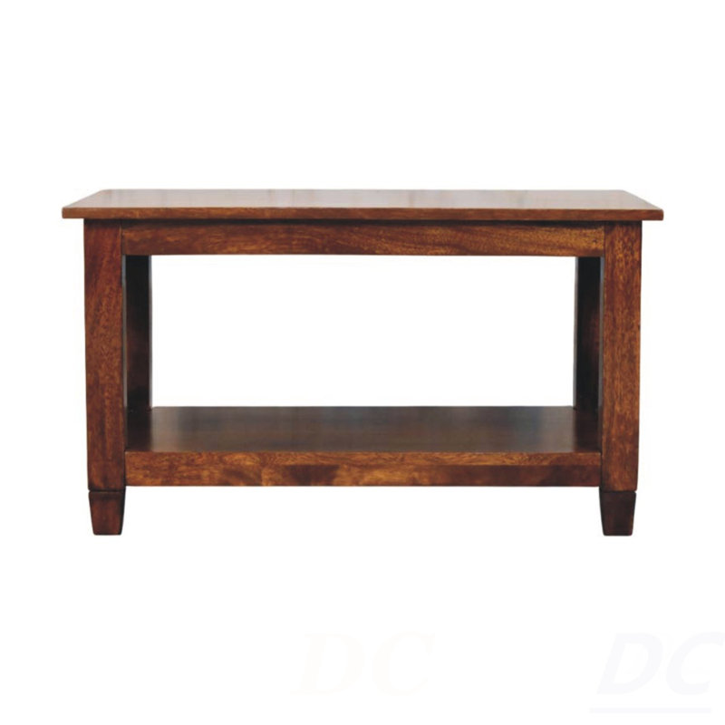 Solid Wood Belmont X-Frame Coffee Table, Chestnut, Dark Brown, Table