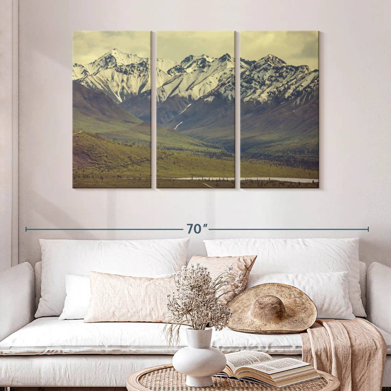 Alvord Alaska's Snowy Mountains, 32" H x 50" W