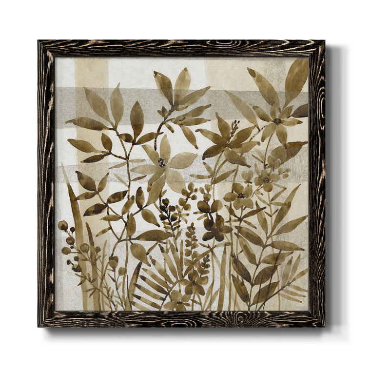 «Neutral Garden II» - Toile encadrée de qualité supérieure - prête à être accrochée, Cadre noir