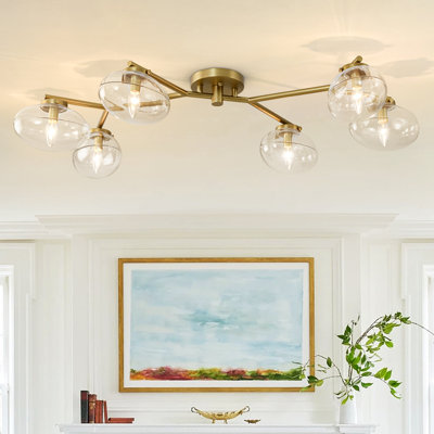 6-Light Dimmable Linear Semi Flush Mount