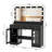 Vanity Desk with Power Outlet,Lighted Mirror, Black Makeup Dressing Table with Large Storage Drawer, Cabinet and Foldable Panel-859544036