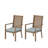 Set Of 2 23" All-Weather Aluminum Patio Dining Chairs With Light Gray Cushions And Khaki Frame