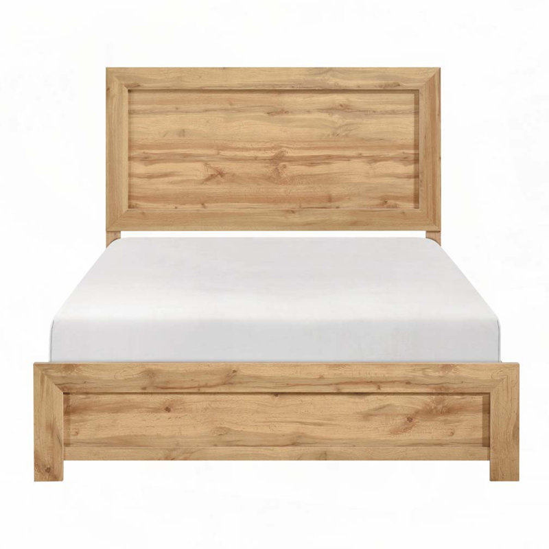 Rustic Wooden Panel Bed, Queen