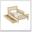 Lit plateforme simple en bois avec garde-corps et deux tiroirs de rangement spacieux, finition naturelle pour une utilisation accrue de l'espace