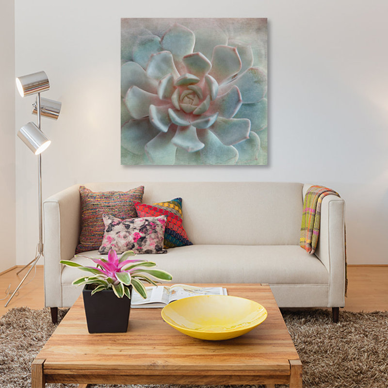 « pastel succulent ii », impression sur toile, H 26 po x l 26 po x P 1,5 po, Toile tendue, Pas de tapis