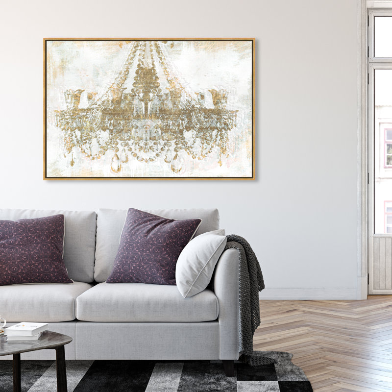 " Gold Diamonds Glam Metallic Chandelier Modern White " by Oliver Gal, 37.5" H x 55.5" W x 1.75" D