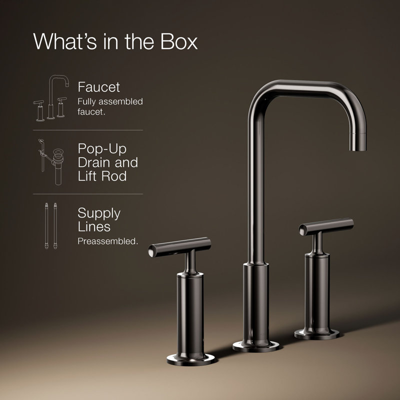 Purist Widespread Bathroom Faucet, Vibrant Titanium