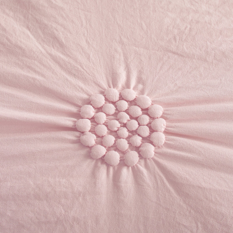 Floral Pintuck 3PC Comforter Set, Soft Microfiber, Pastel Colors, Lightweight Bedding Set, Blush