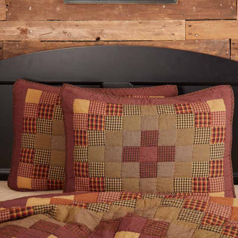 Heritage Farms Burgundy Mustard Cotton Patchwork Standard Sham