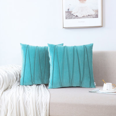 Pleated Square Polyester Velvet Pillow Cover