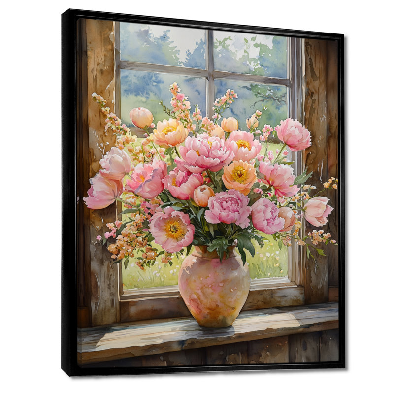 Kirby - salon d'art mural floral, Noir, Impression encadrée flottante, H 20 po x l 12 po