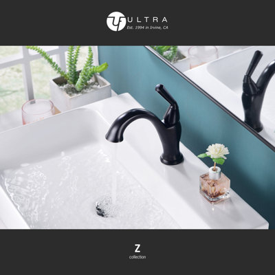 Z Collection Single-Handle Deck-Mount Mid-Arc Lavatory Bathroom Sink Faucet with Drain Assembly - Oil Rubbed Bronze
