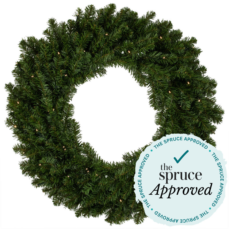 48" Pre-Lit Pine Christmas Wreath with Clear Lights