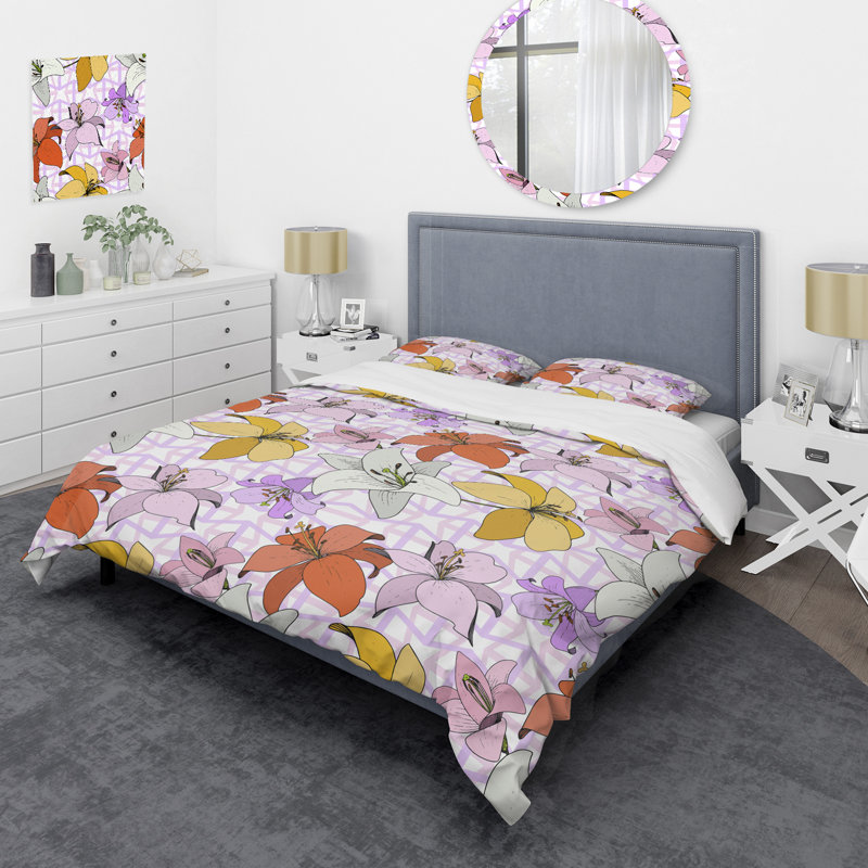 Multicolor Botanical Flowers - Ensemble de housse de couette floral - Polyester microfibre