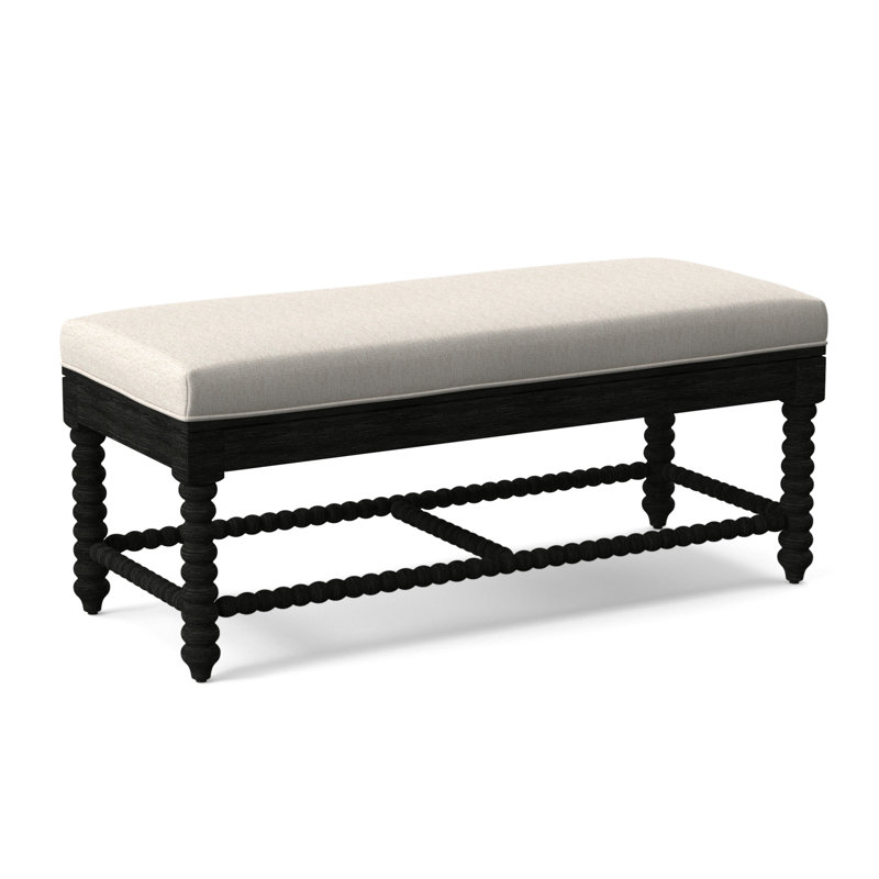 Louisa Bench, Antique Black Finish, Snow Crypton Performance; 0884-91