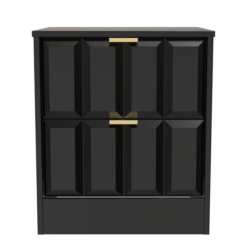 Doss 45cm W Manufactured Wood Bedside Table, Deep Black/Black Matt