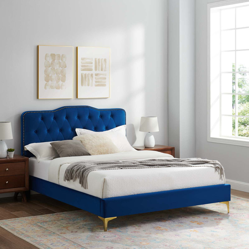 Modway Amber Platform Bed, Navy, Full
