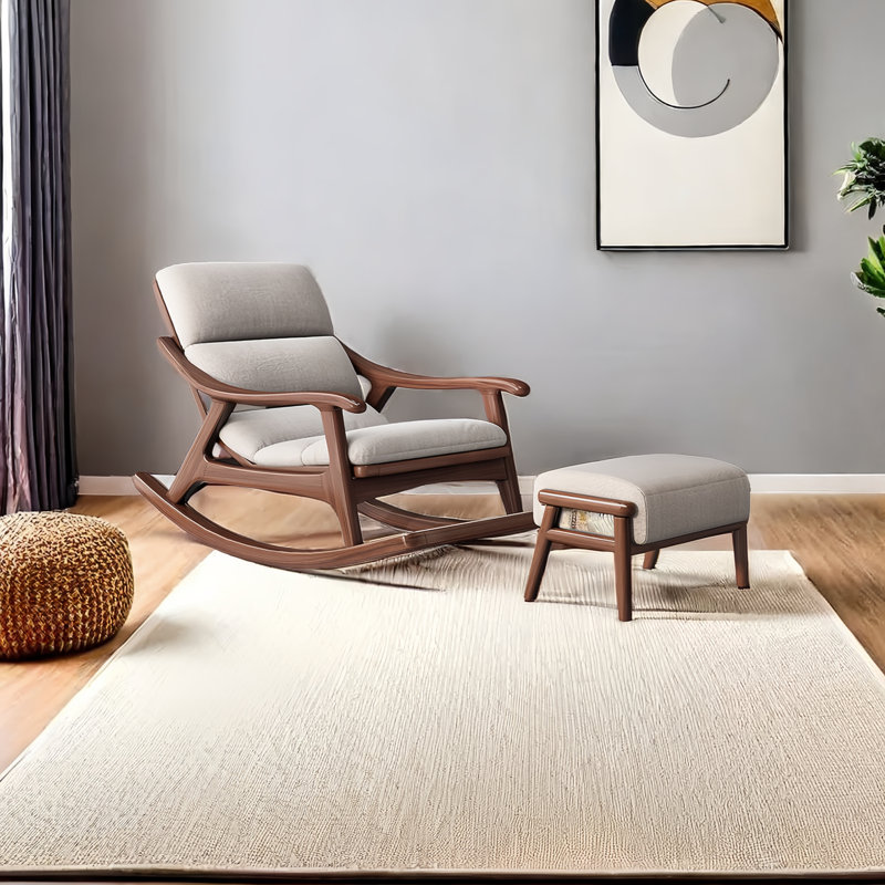 Chaise berçante moderne en bois massif rembourré