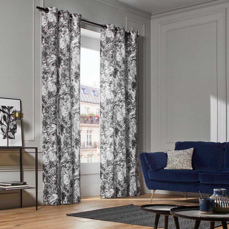 Kali Room Darkening Single Curtain Panel, 200 W x 270 D cm, White